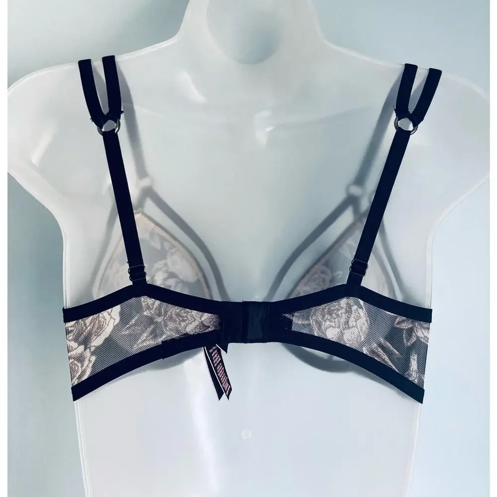 Victoria's Secret Unlined Bra 32D Floral Coquette Whimsigoth